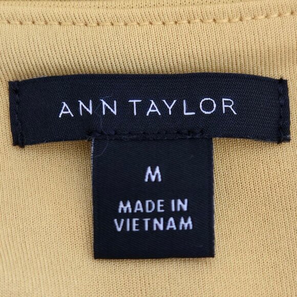 Ann Taylor Mustard Yellow Sleeveless Midi Dress Ruched Waist Detail Medium - Picture 8 of 9